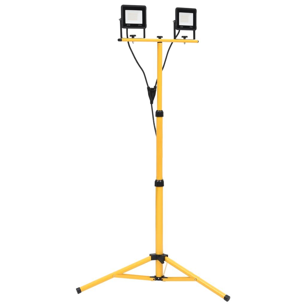 VIDAXL 2x30W LED Projector Light with Tripod - Warm White