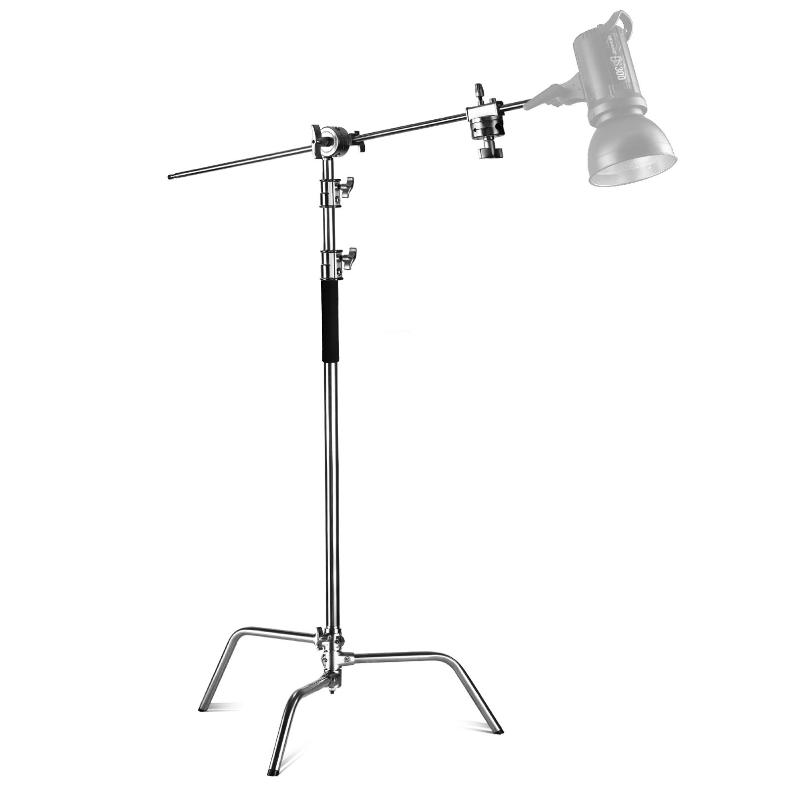 Neewer C-Stand Pro, Steel, 100% with Boom Arm, Max Height 320cm for Photography Lighting with 128cm Holding Arm, 2 Grip Heads for Monolight, Softbox