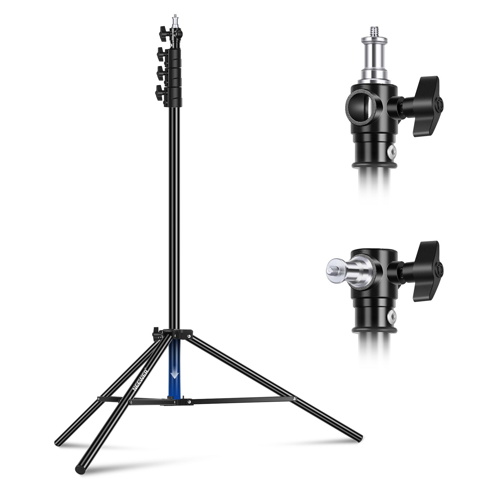 Neewer Air Cushion Light Stand, Metal Tripod with Reversible 1/4"-3/8" Thread, 3-Way Mounting Interface & Metal Locking Buttons, Max Load 2.5kg