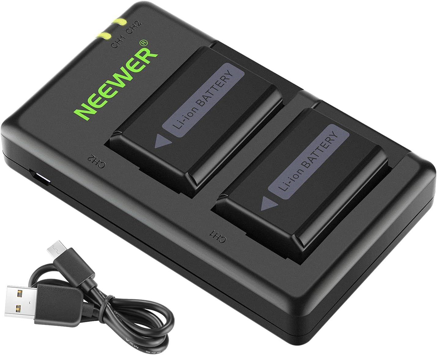 Neewer NP-FW50 Battery Charger for Sony Camera (2 Batteries, 1100mAh)