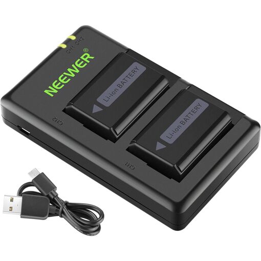 Cargador de batería NEEWER NP-FW50 para cámara Sony (2 baterías, 1100 mAh)