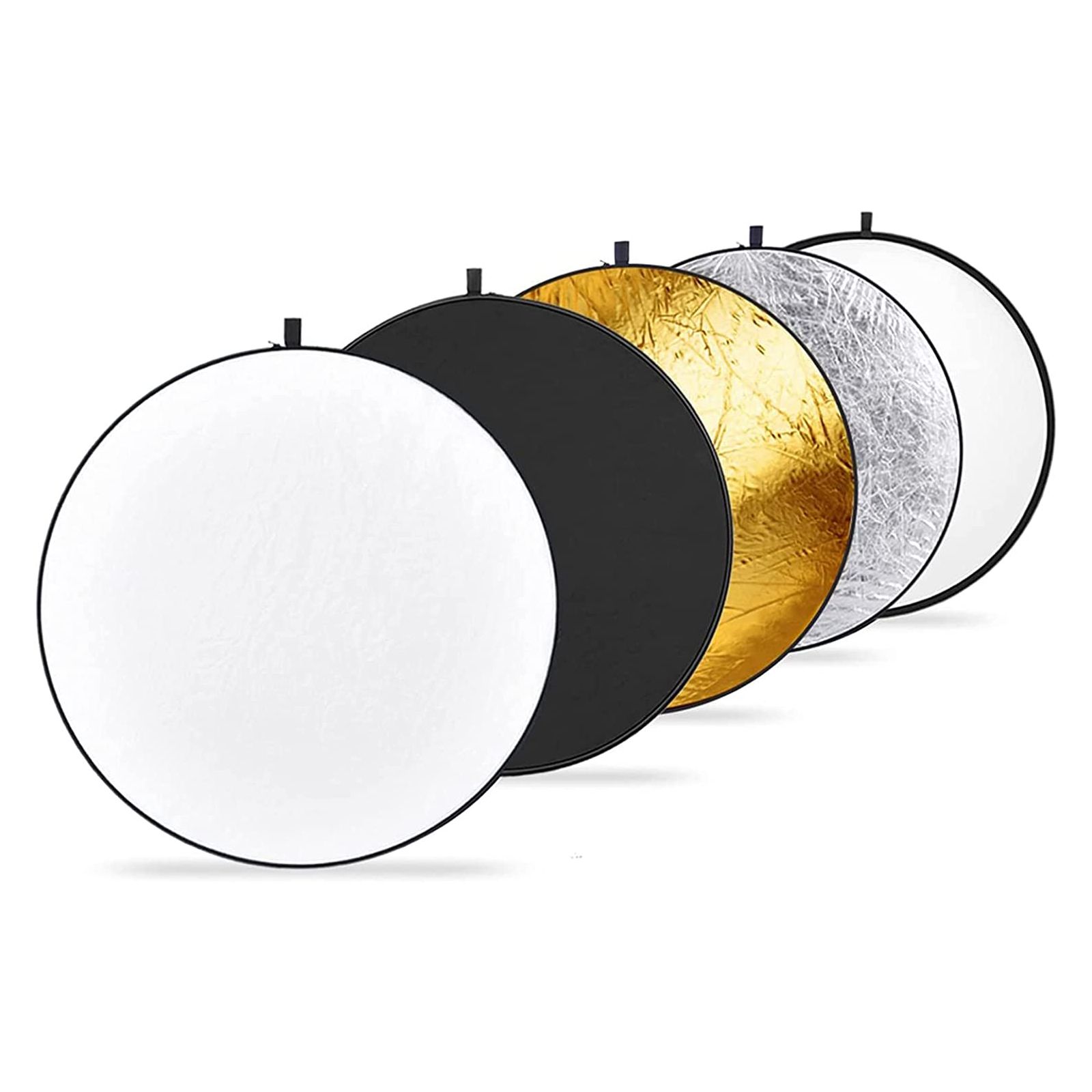 Reflejo de luz Neewer de 43 pulgadas/110 cm difusor de luz 5 en 1 plegable translúcido, plata, oro, blanco y negro para iluminación de estudio y exterior