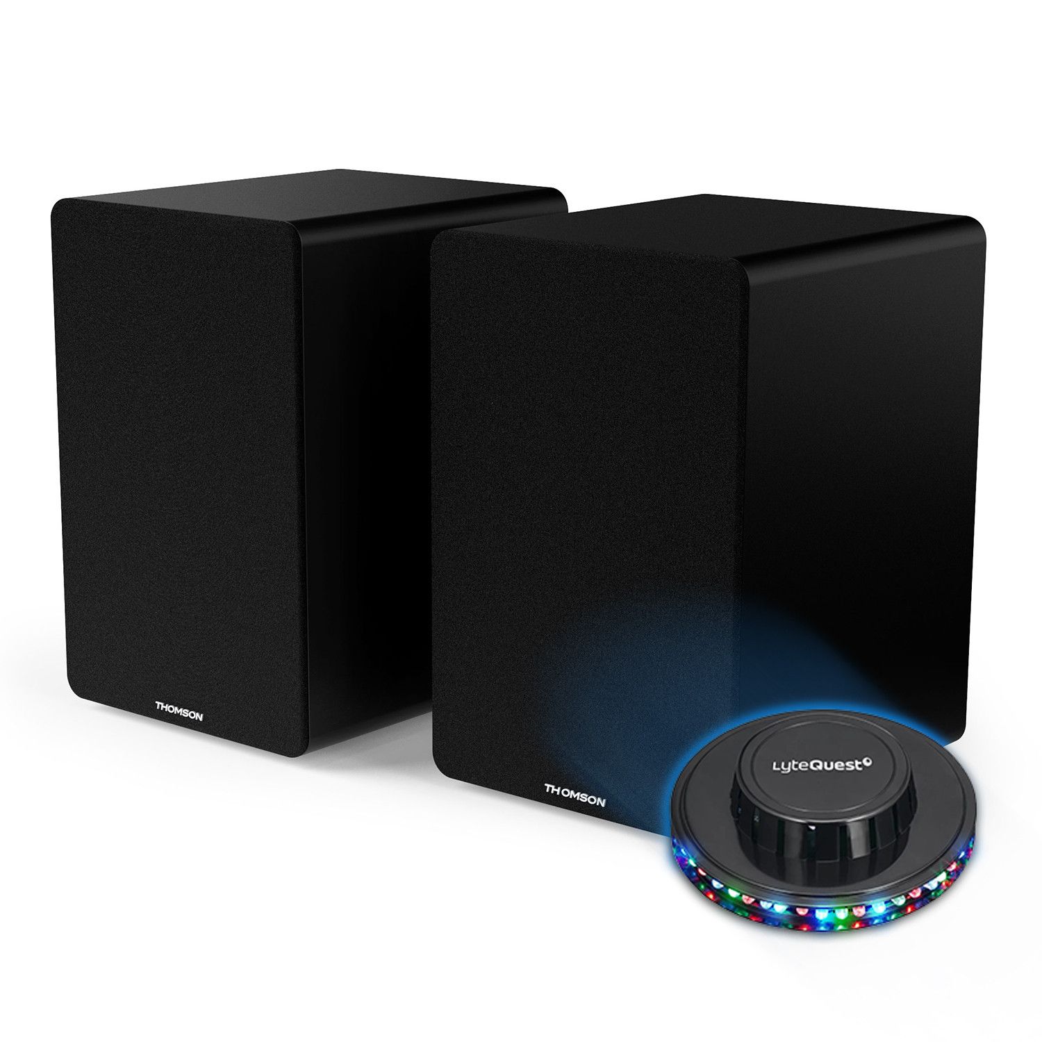 Altavoces de estantería Pickering WS400DUO - 50W, Bluetooth 5.0, caja de madera con luz OVNI LED
