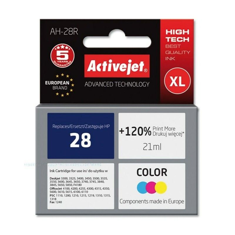 Activejet AH-28R Ink Cartridge (HP 28 C8728A Replacement, Premium, 21ml Color)