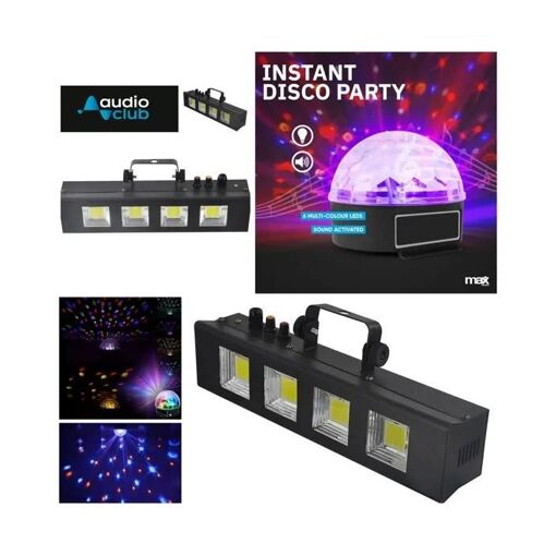 Lámpara estroboscópica LED COB 4 x 20W Audio Club + Bola DJ mágica