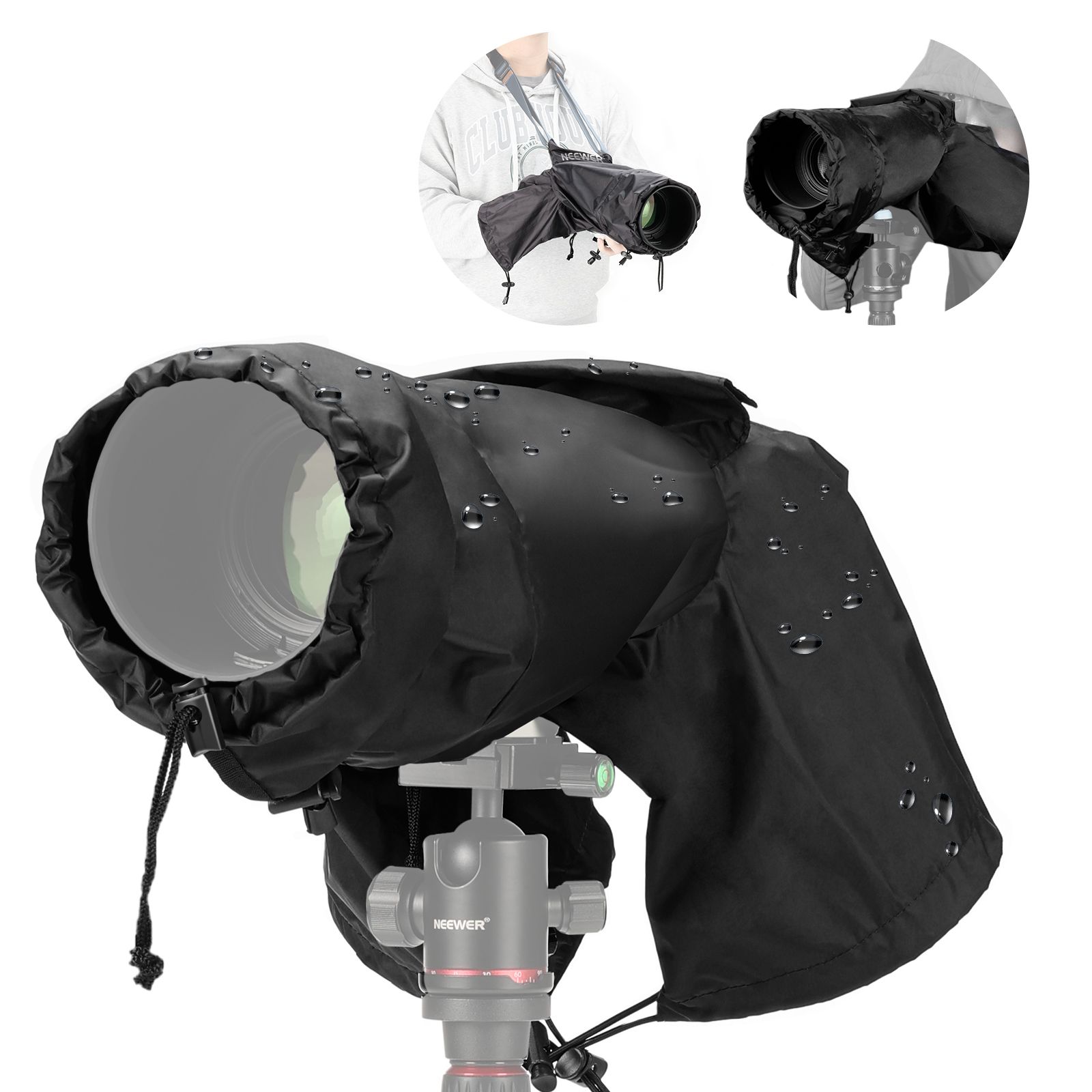 Neewer Rain Guard for Camera, Waterproof Nylon Small Case Compatible with Canon Sony Nikon DSLR Vlog Cameras & Lenses up to 200mm with View Window, PB003