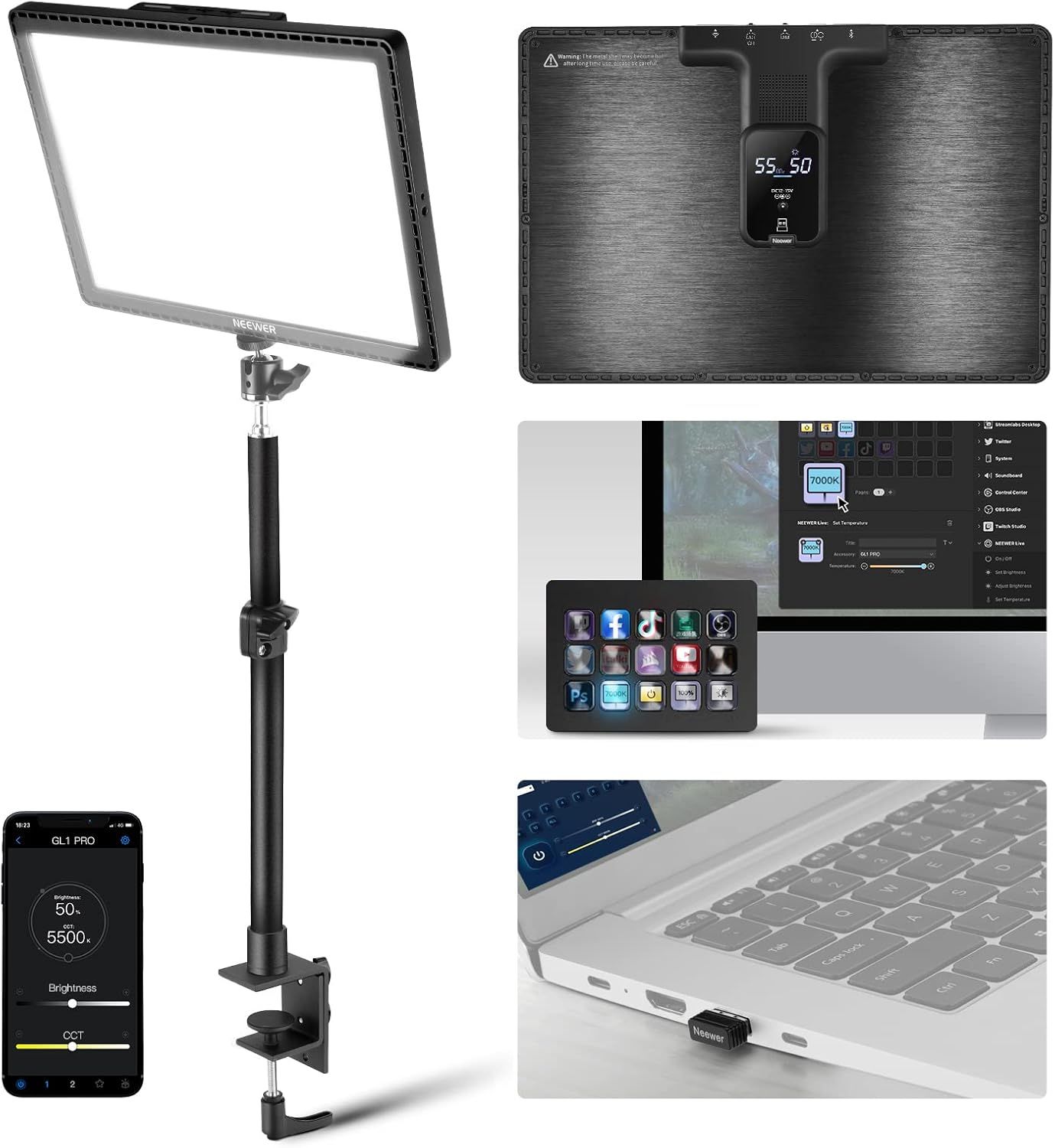 Neewer GL1 Pro 15.5" Key Light Streaming