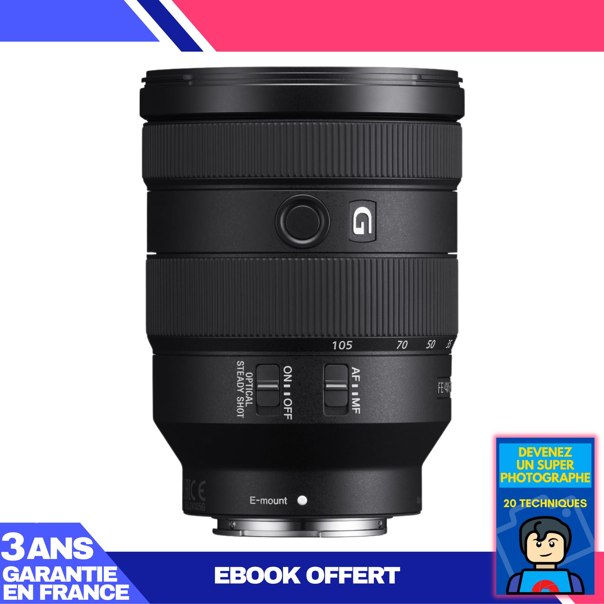 Lente Sony FE 24-105 mm f/4 G OSS + eBook: Conviértete en un fotógrafo experto