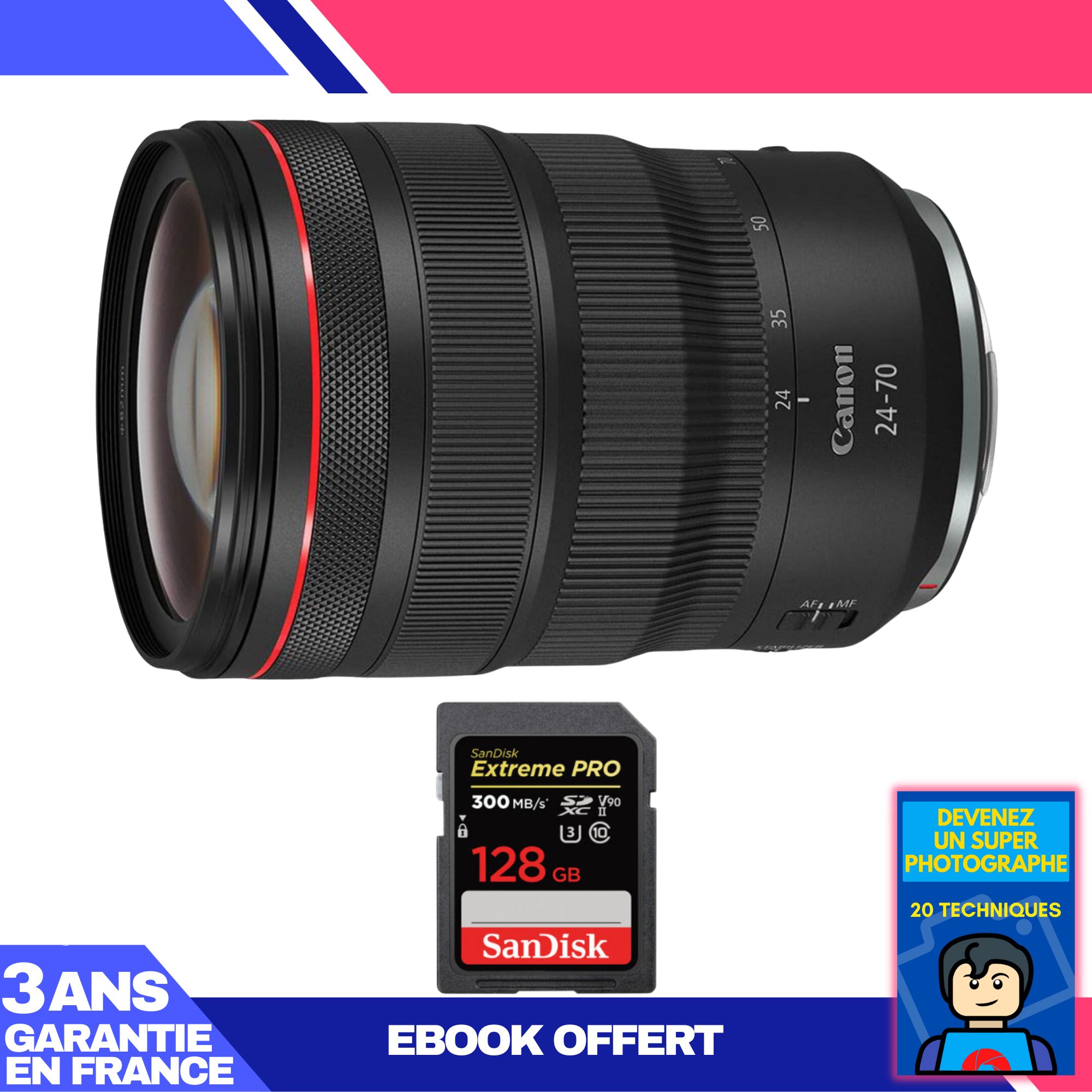 Canon RF 24-70mm f/2.8L IS USM Lens + 1 SanDisk 128GB UHS-II Card + Ebook: Become a Master Photographer