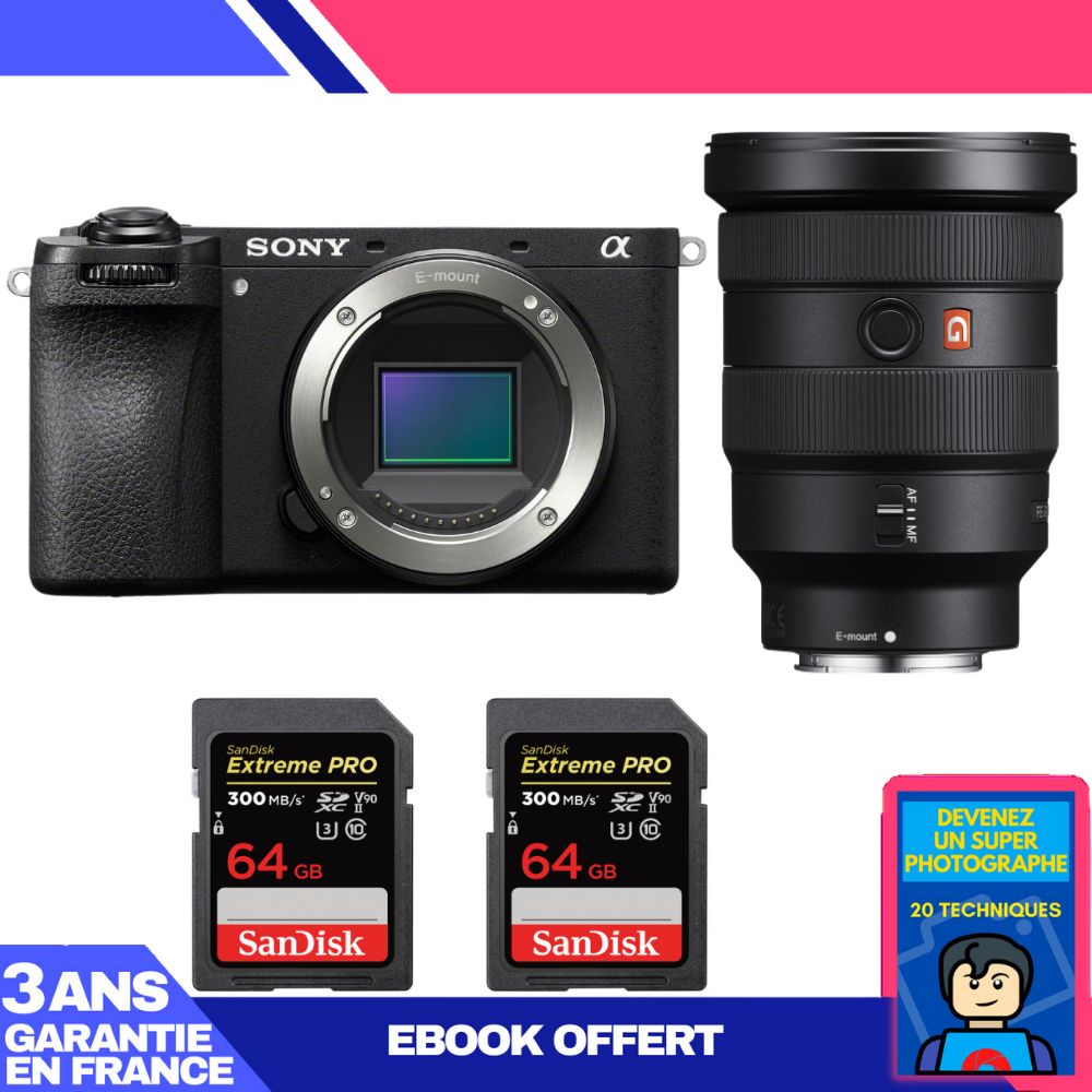 Sony A6700 Body + FE 16-35mm f/2.8 GM Lens + 2x SanDisk 64GB Extreme PRO UHS-II SDXC Memory Cards
