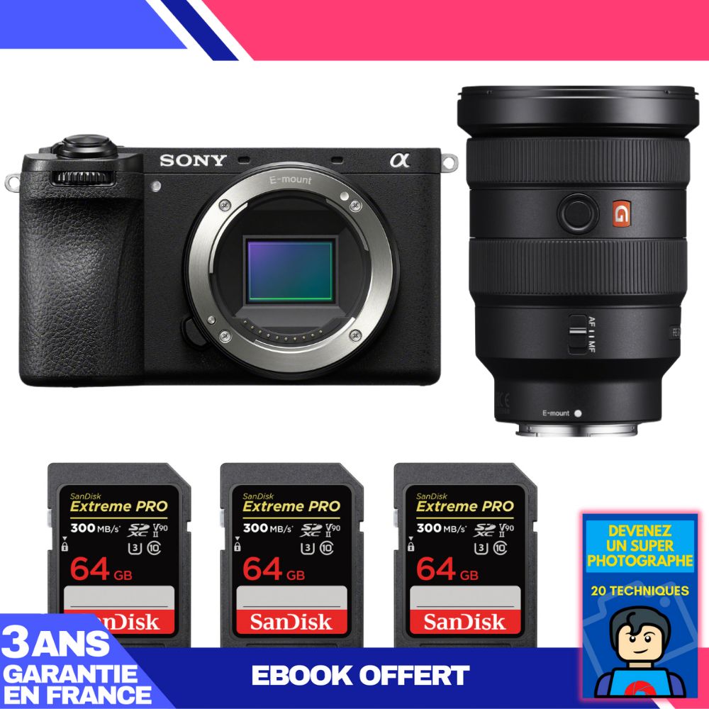 Sony A6700 Body + FE 16-35mm f/2.8 GM Lens + 3 SanDisk 64GB Extreme PRO UHS-II SDXC Cards + 'Become a Super Photographer' Ebook