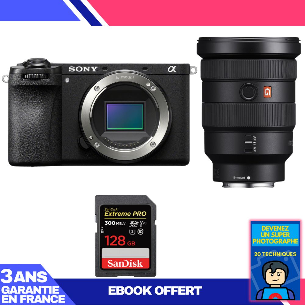 Sony A6700 Body + FE 16-35mm f/2.8 GM Lens + 1 SanDisk 128GB Extreme PRO UHS-II SDXC Card (300 MB/s) + 'Become a Super Photographer' Ebook