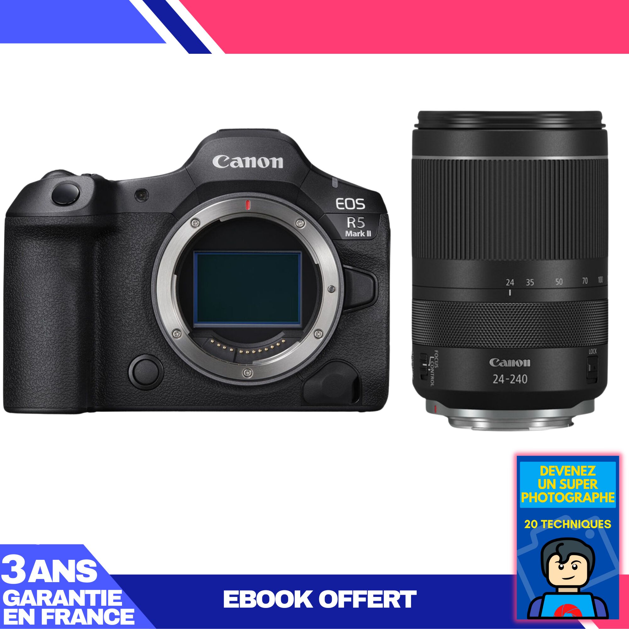 Canon EOS R5 MK II Body + 24-240mm f/4-6.3 IS USM Lens + Ebook: Become a Super Photographer