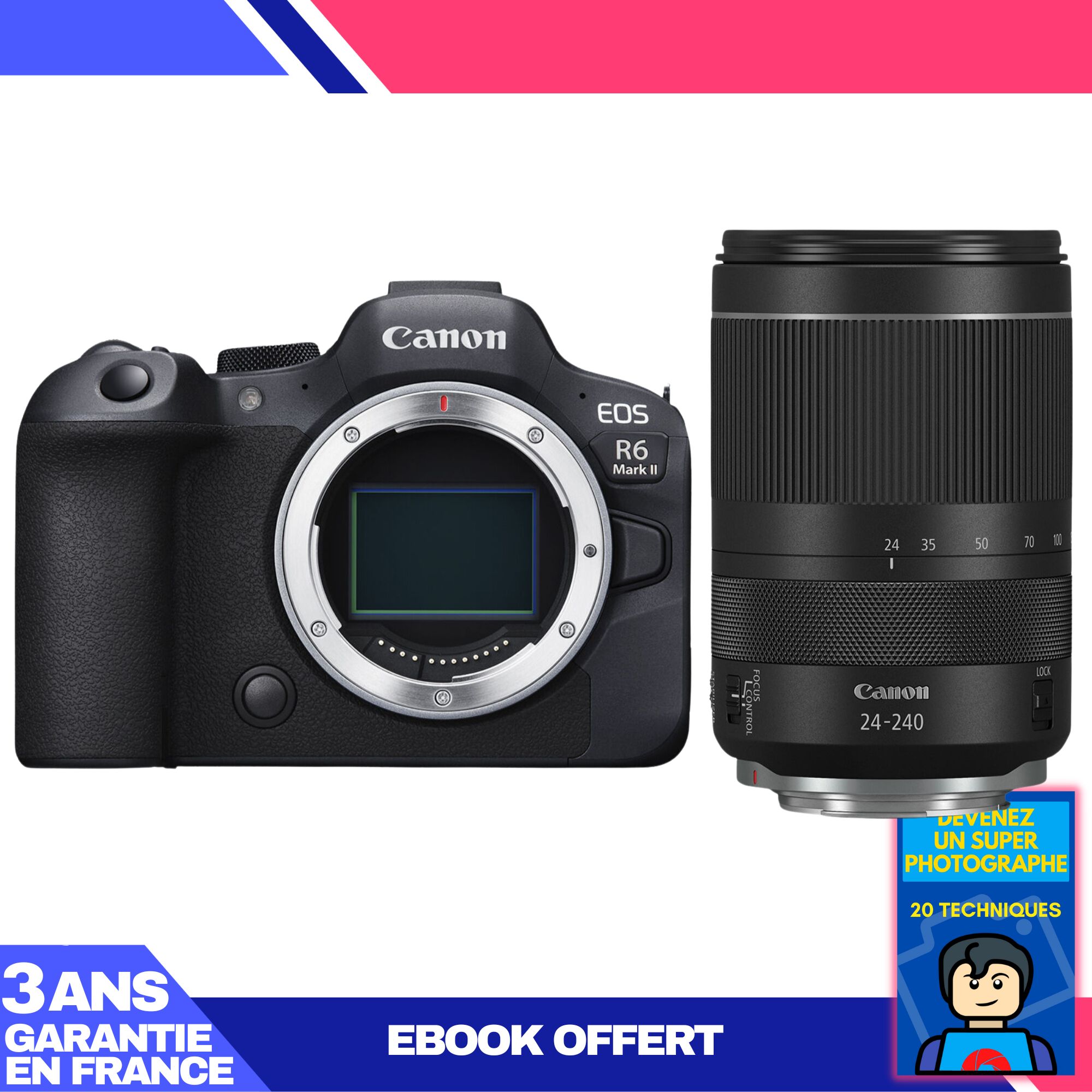 Canon EOS R6 Mark II + RF 24-240mm f/4-6.3 IS USM + Ebook 'Devenez Un Super Photographe'