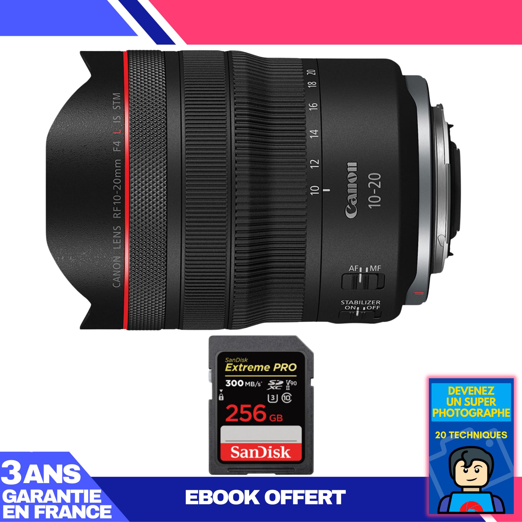 Canon RF 10-20mm f/4 L IS STM Lens + 256GB SanDisk Extreme PRO UHS-II SDXC Card + 'Become a Super Photographer' Ebook
