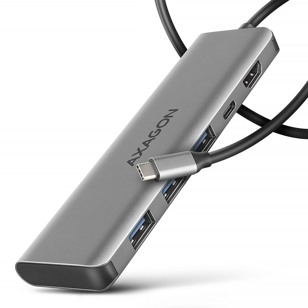 Axagon HMC-5H USB-C 3.2 Gen 1 Hub with 3x USB-A, 4K HDMI, PD 100W - Silver