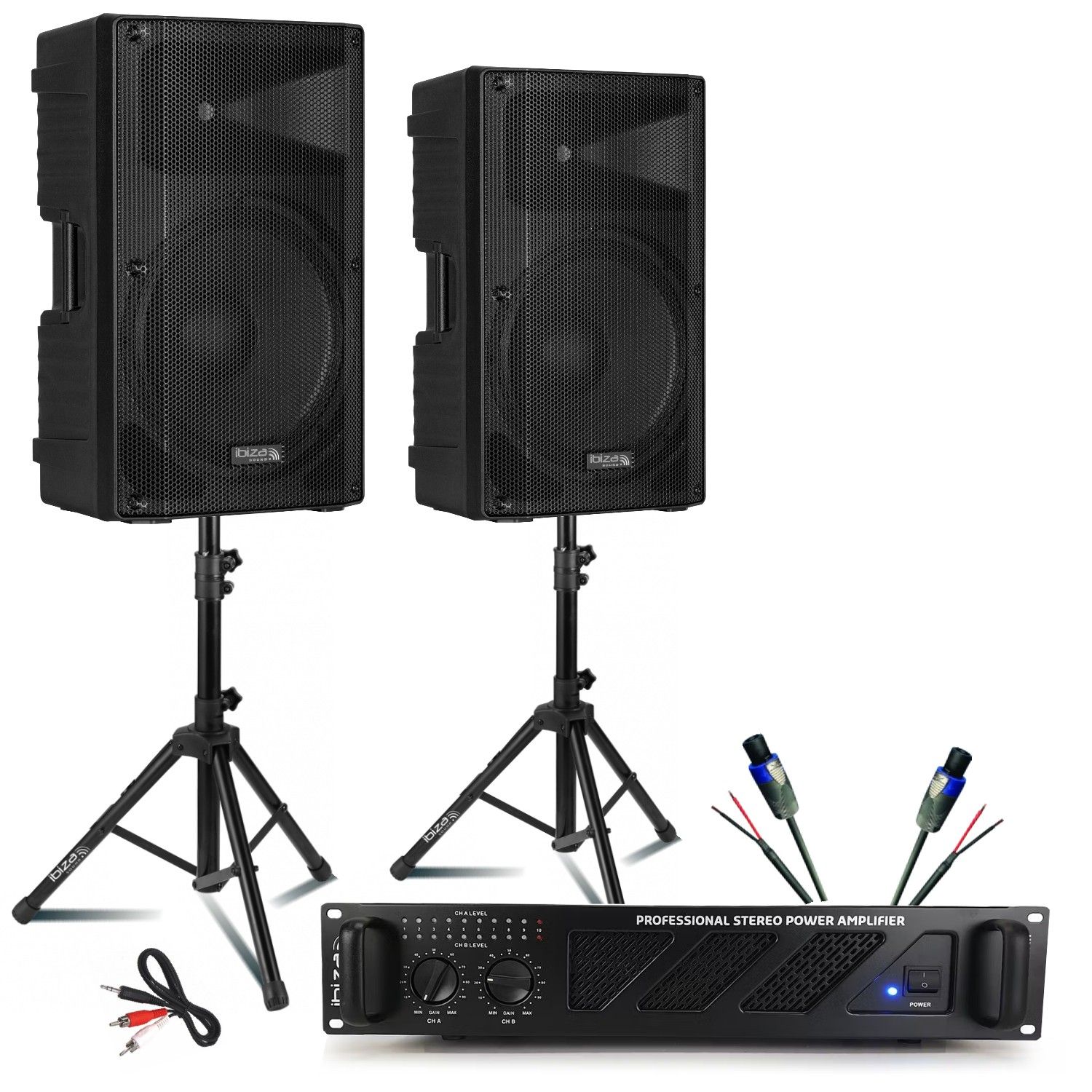 Ibiza Sound XTK15-MKII Passive Speakers Package with AMP1000-MKII Amplifier