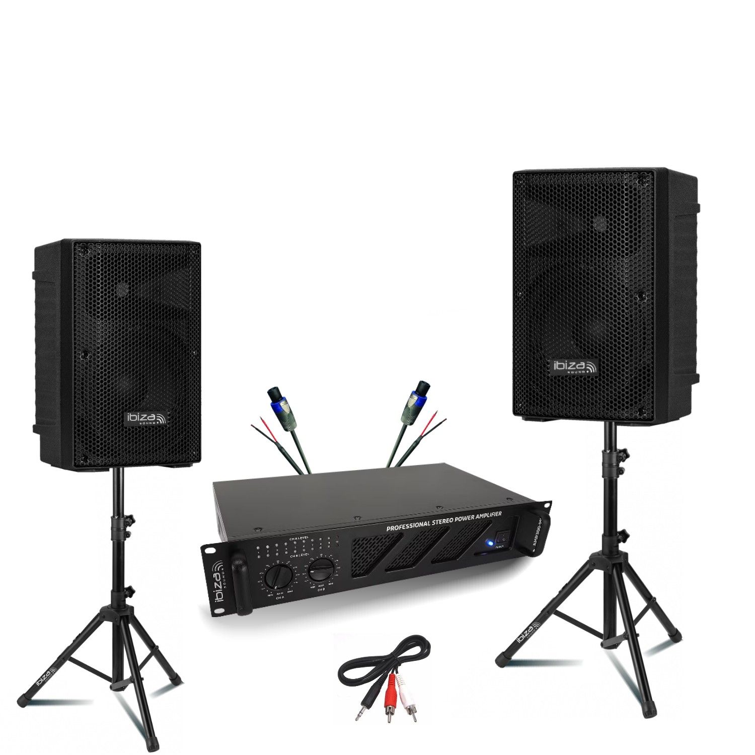 Kit Ibiza Sound: 2 altavoces XTK10-MKII, amplificador AMP300-MKII, soportes para altavoces