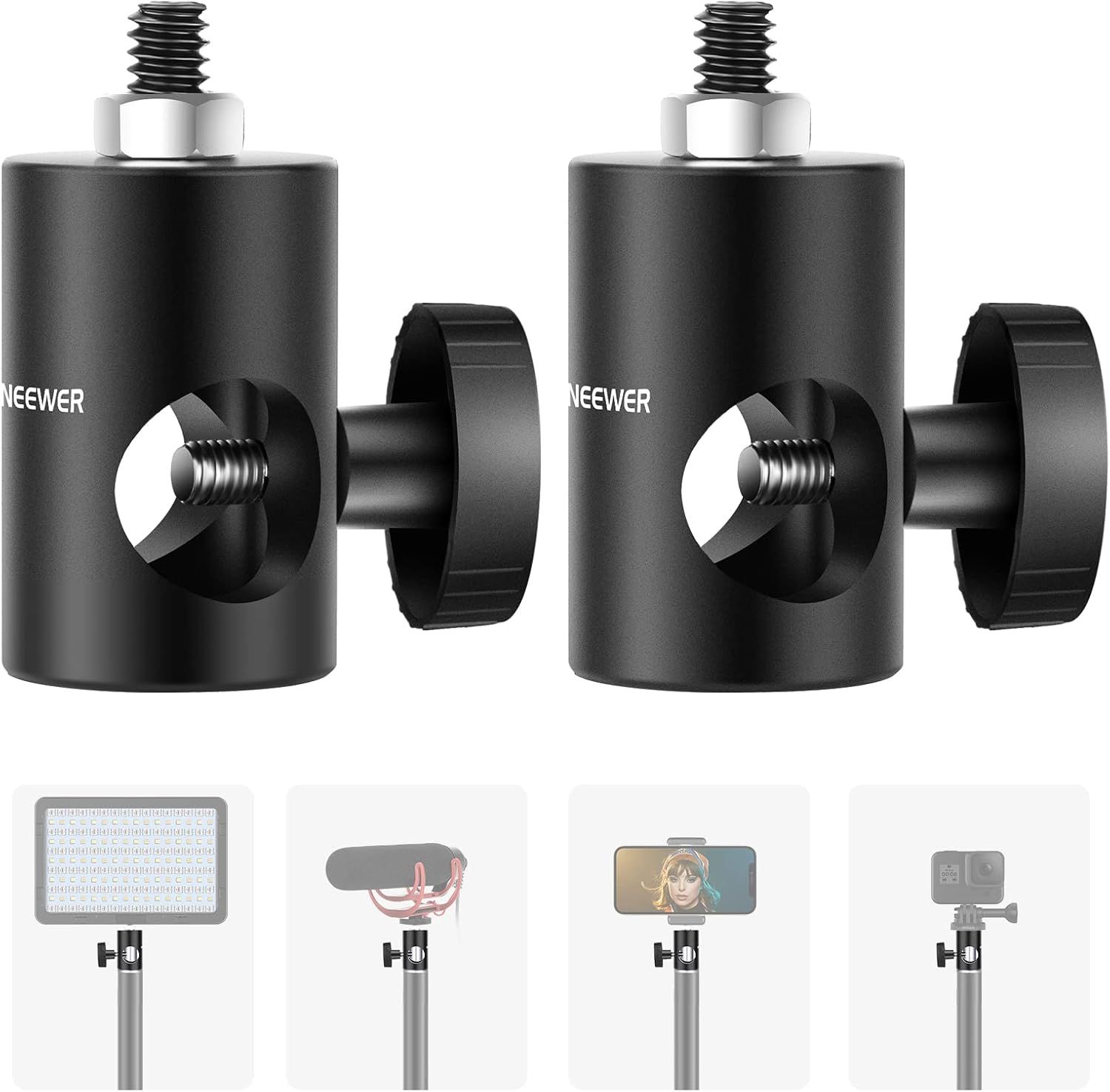 Neewer 2-Pack Quick Adaptor with Thread 1/4" and Tip for Multifunctional Light Stand - Suitable for Camera Support, Photo Studio - ST12