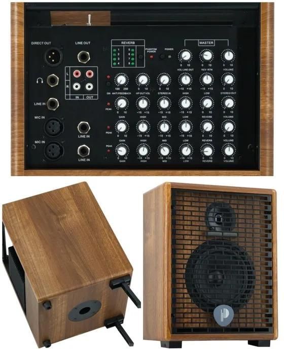 Prodipe Natural 5 V2 Walnut Wood Amplifier - 90W RMS - 3 Inputs - 3-Band Equalizer