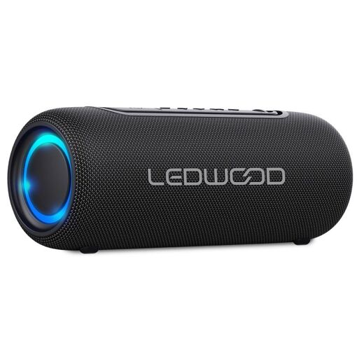 Altavoz autónomo Ledwood XS100 con efecto LED, Bluetooth, USB, TWS, IPX5, asistente de voz, 10W RMS, batería de 2000mAh