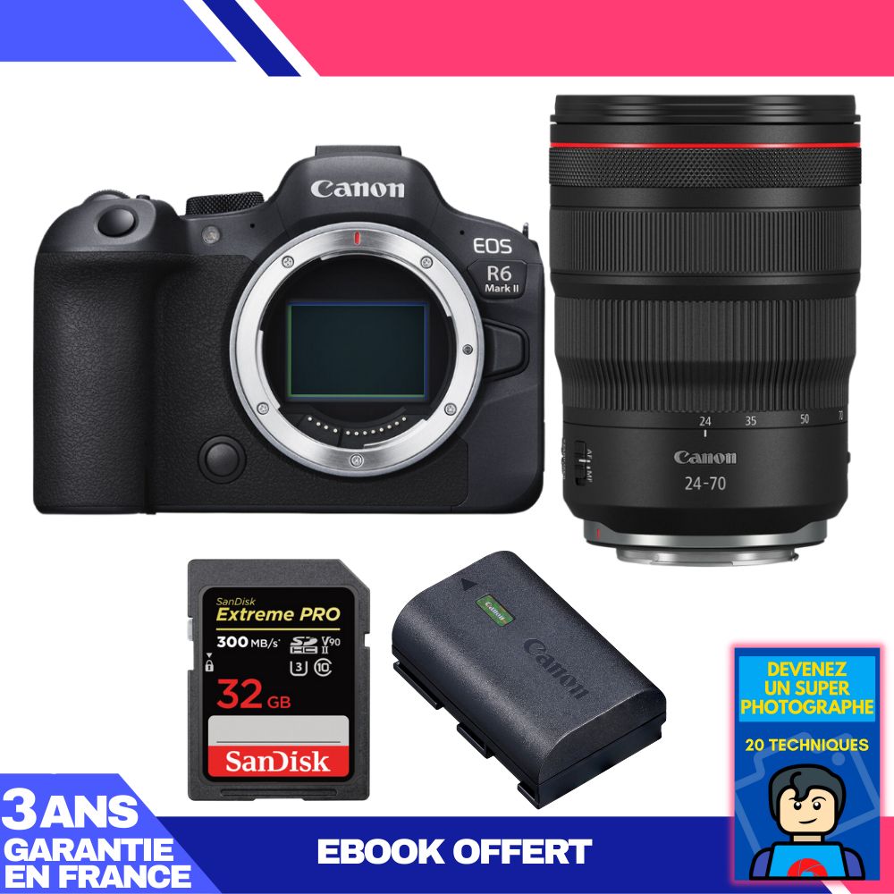 Canon EOS R6 Mark II Camera Kit with RF 24-70mm f/2.8L IS USM Lens and Memory Card