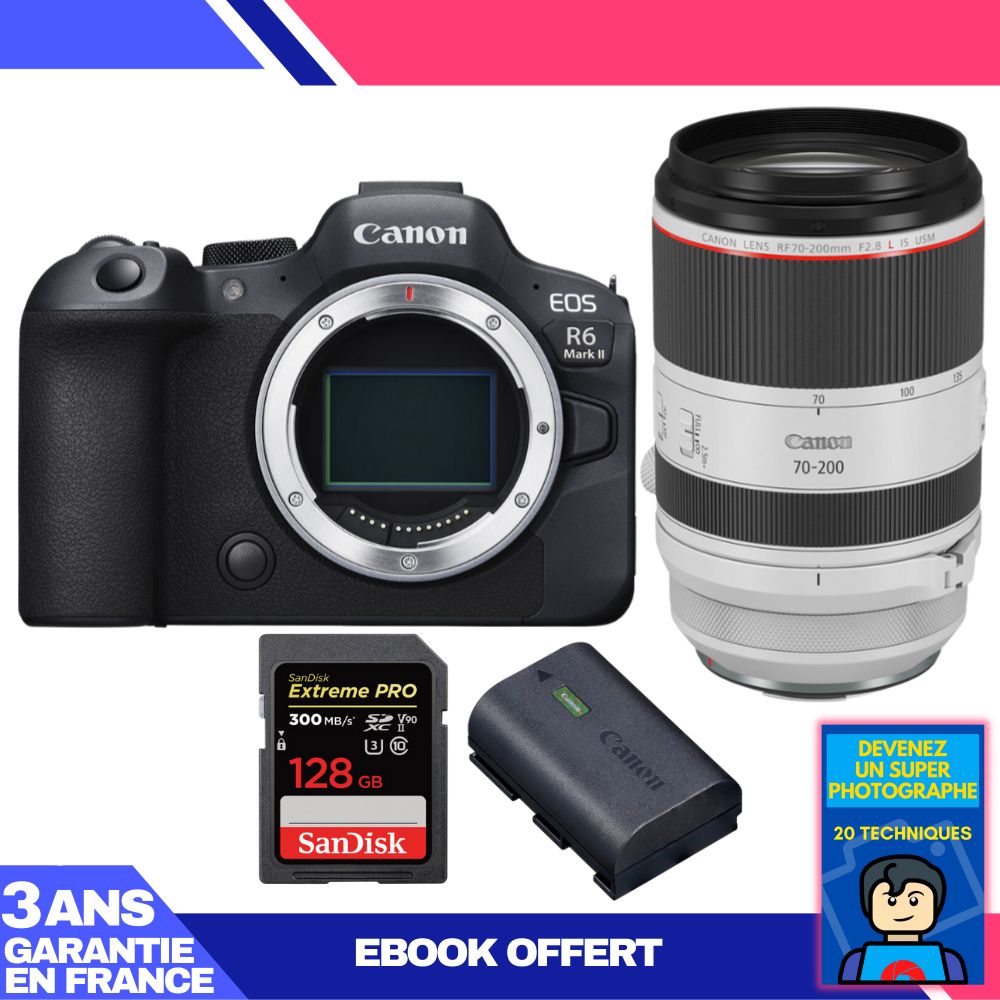 Canon EOS R6 Mark II Kit with RF 70-200mm f/2.8 L IS USM and SanDisk 128GB Extreme PRO UHS-II SDXC Card