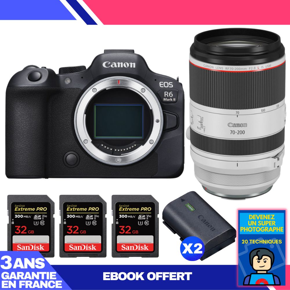 Canon EOS R6 Mark II Kit with RF 70-200mm f/2.8 L IS USM and Accessories