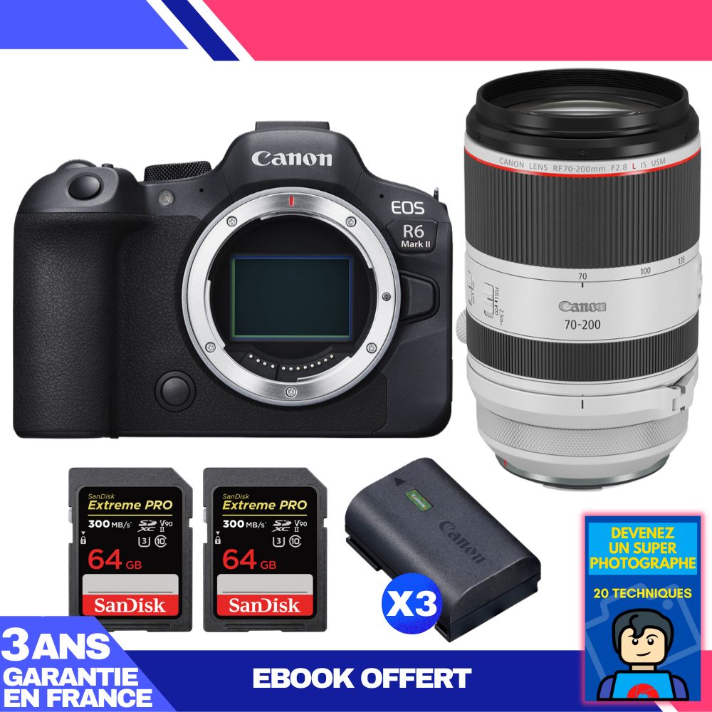 Canon EOS R6 Mark II Kit with RF 70-200mm f/2.8 L IS USM and Accessories