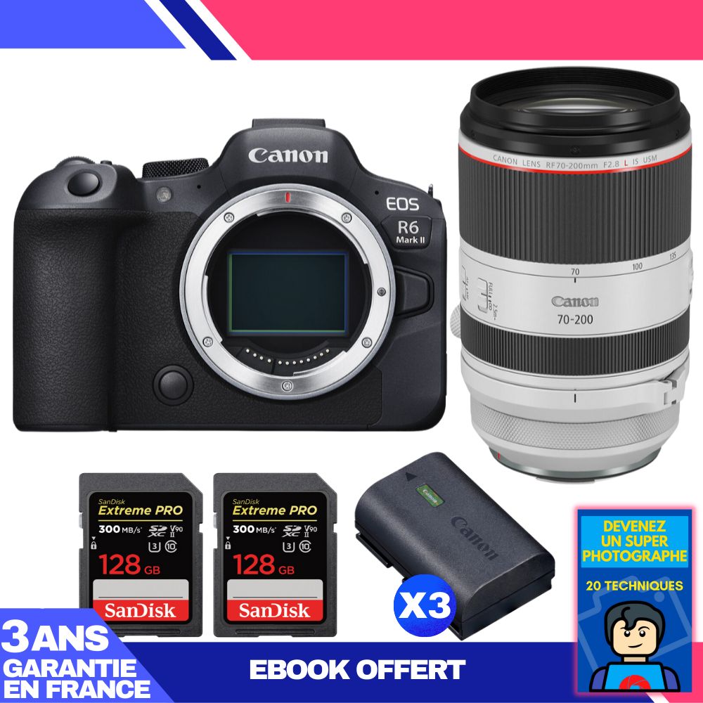 Canon EOS R6 Mark II Kit with RF 70-200mm f/2.8 L IS USM and SanDisk Cards