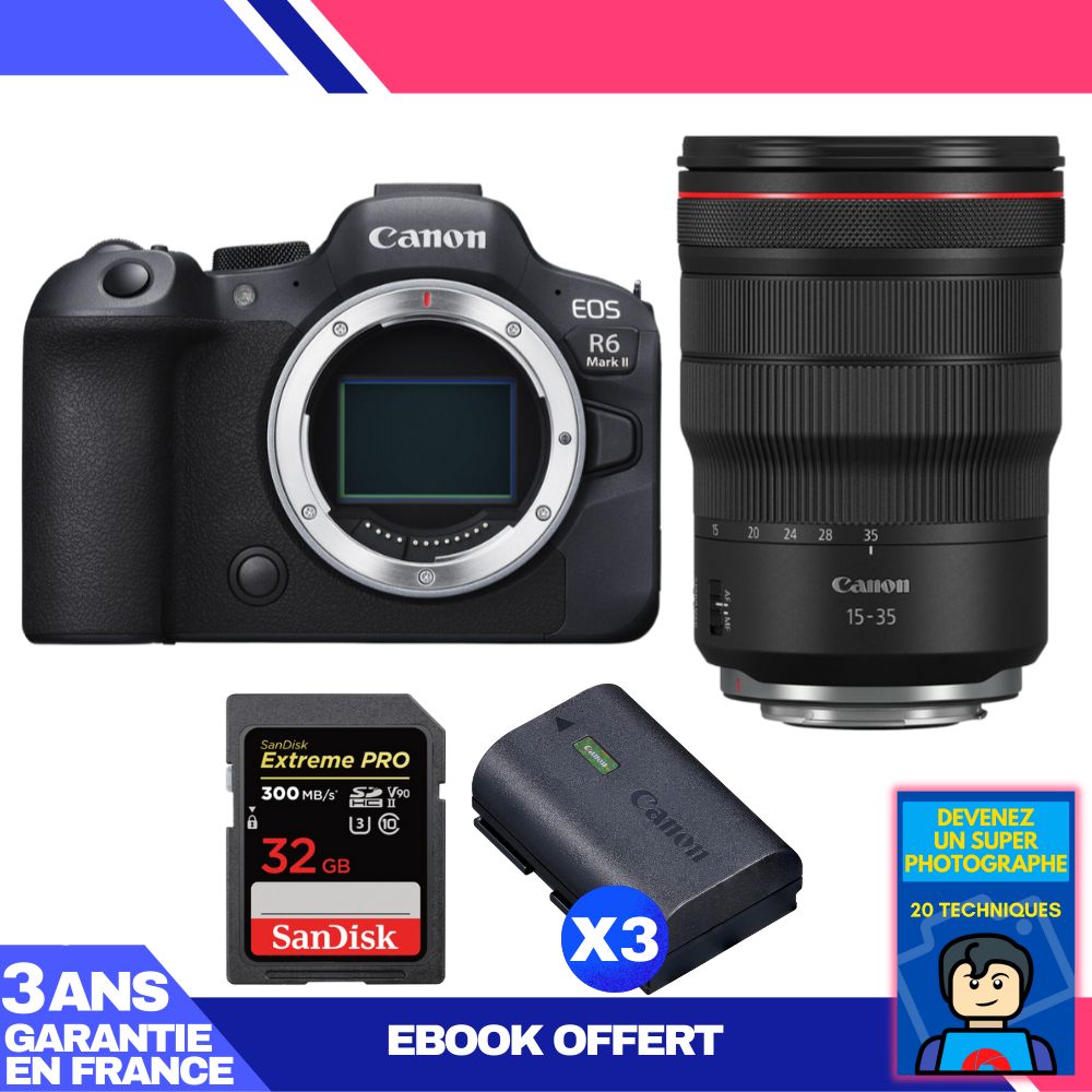 Canon EOS R6 Mark II Camera Kit with RF 15-35mm f/2.8 L IS USM Lens and Accessories