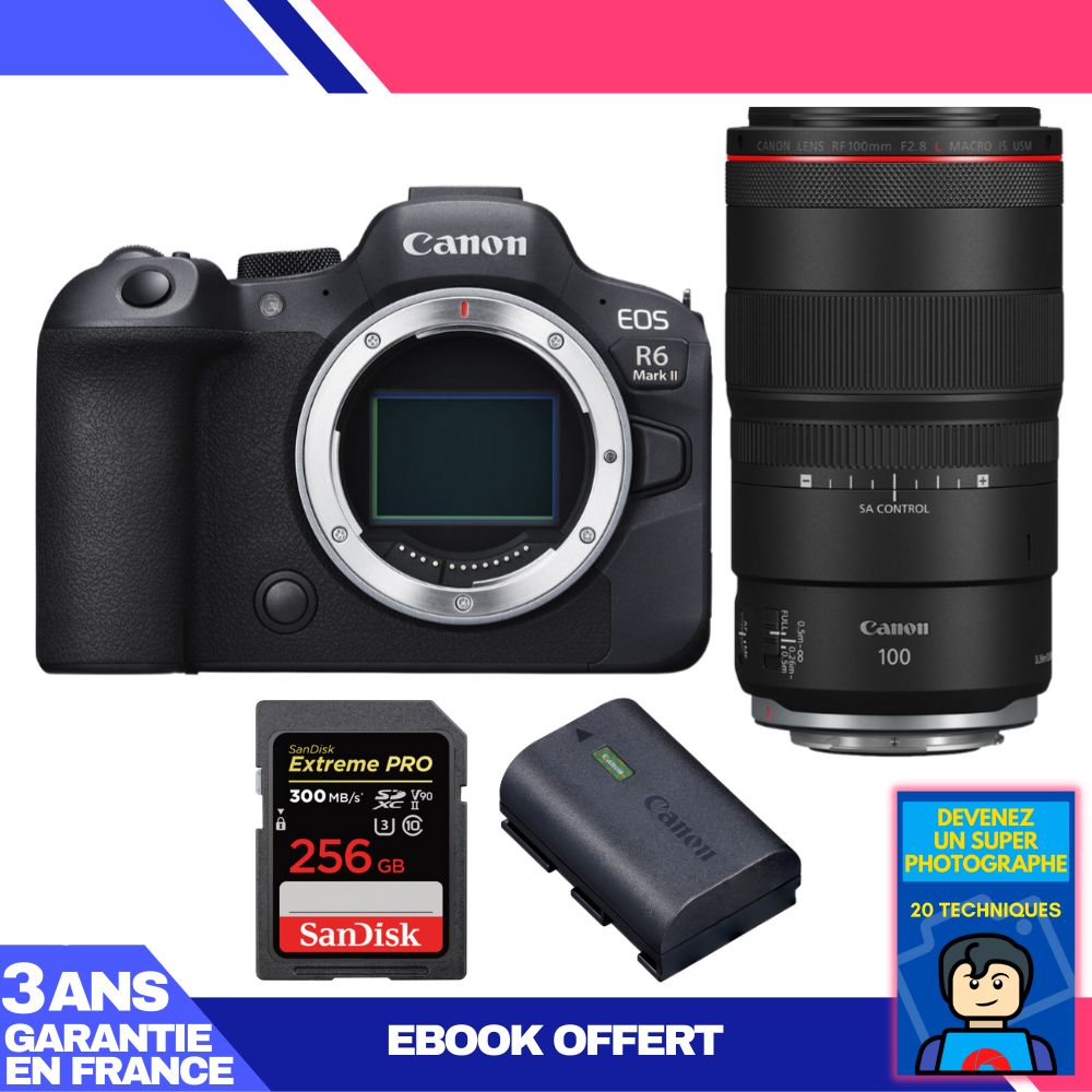 Canon EOS R6 Mark II + RF 100mm f/2.8 L Macro IS USM + 256GB SanDisk Extreme PRO + Canon LP-E6NH