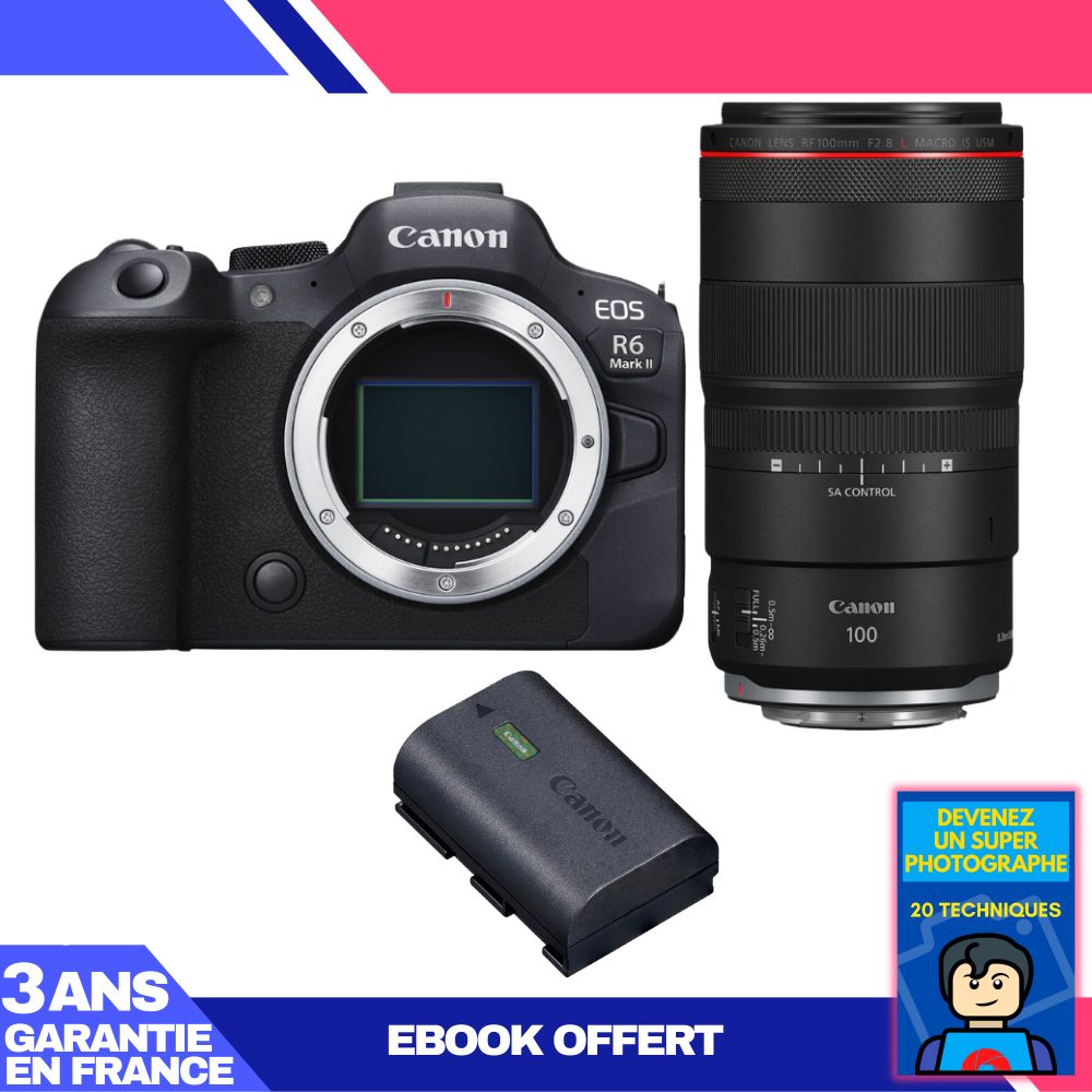 Canon EOS R6 Mark II + RF 100mm f/2.8 L Macro IS USM + LP-E6NH + Ebook