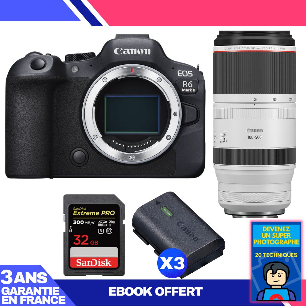 Canon EOS R6 Mark II Lens Kit with RF 100-500mm f/4.5-7.1 L IS USM and SanDisk 32GB Extreme PRO UHS-II SDXC