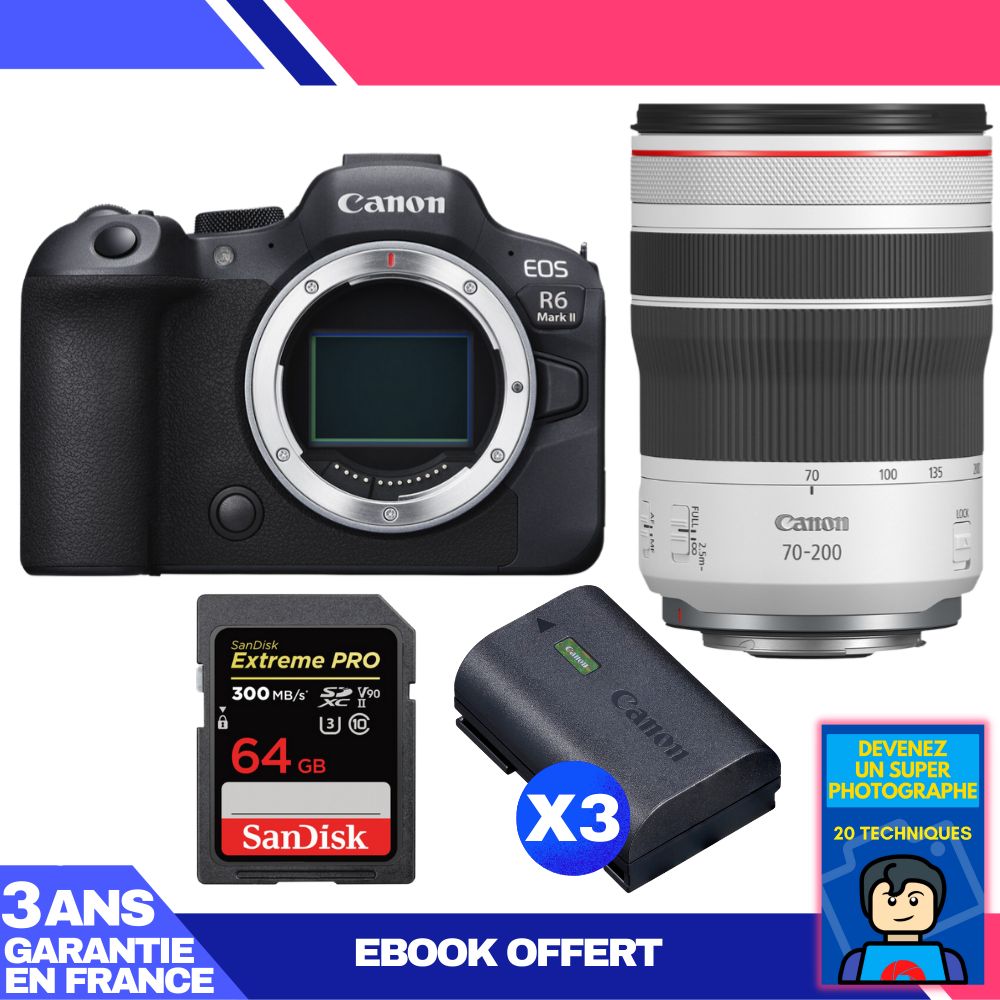 Canon EOS R6 Mark II Lens Kit with RF 70-200mm f/4 L IS USM and SanDisk 64GB Card