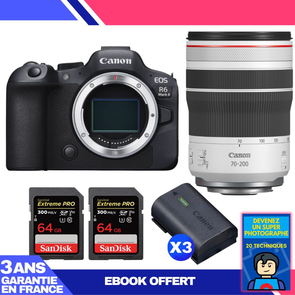 Canon EOS R6 Mark II Lens Kit with RF 70-200mm f/4 L IS USM and SanDisk Memory Cards