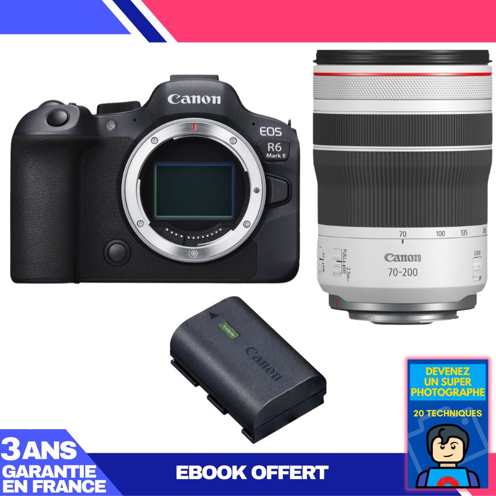 Canon EOS R6 Mark II + RF 70-200mm f/4 L IS USM Lens + LP-E6NH Battery + 'Become a Super Photographer' Ebook