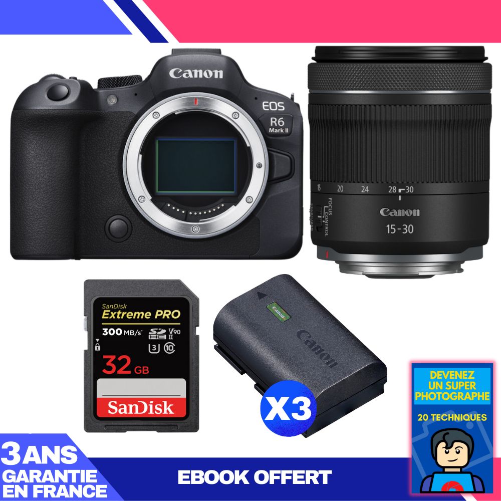 Canon EOS R6 Mark II Camera Kit with RF 15-30mm f/4.5-6.3 IS STM Lens and SanDisk 32GB Card