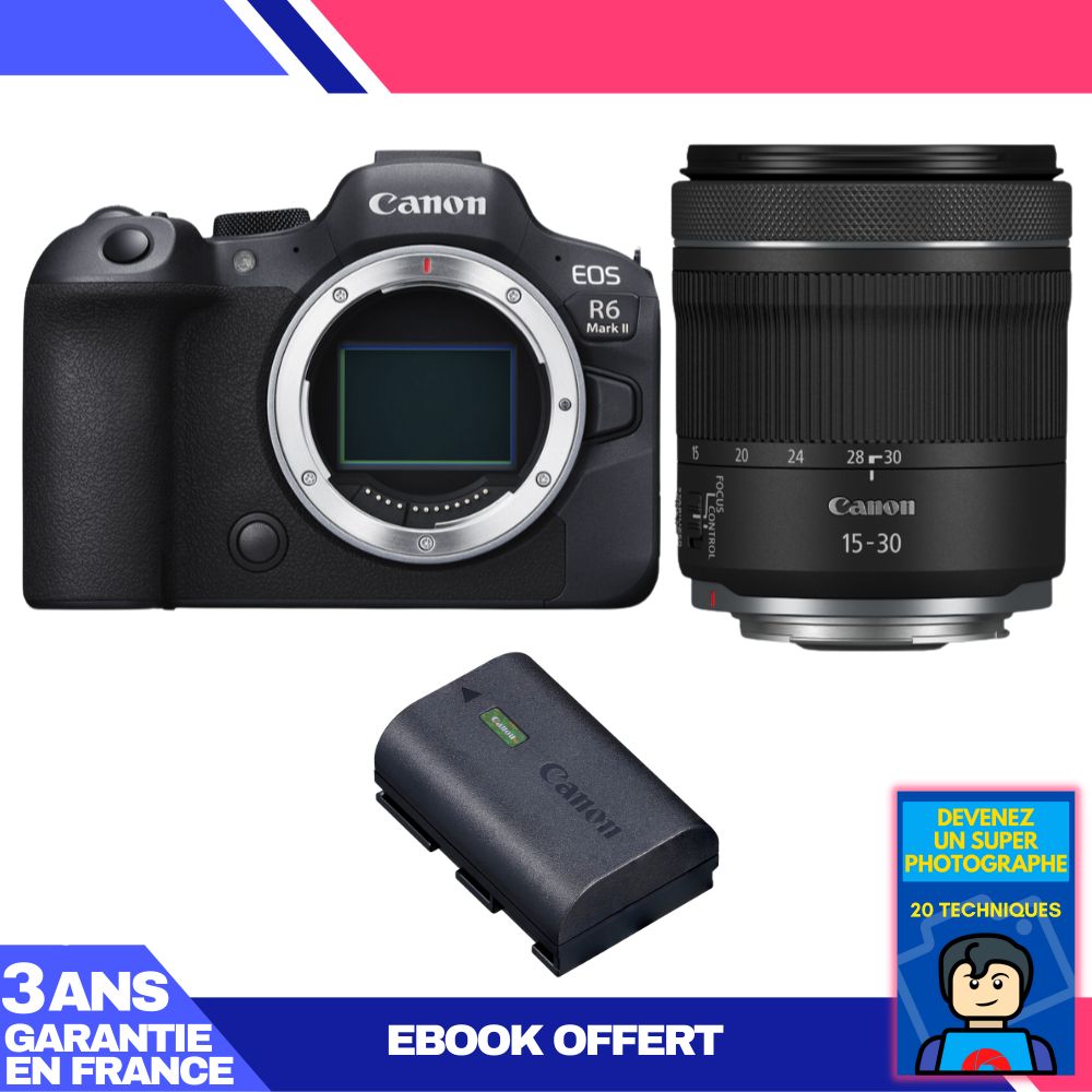 Canon EOS R6 Mark II + RF 15-30mm f/4.5-6.3 IS STM Kit + LP-E6NH Battery + 'Become a Super Photographer' Ebook