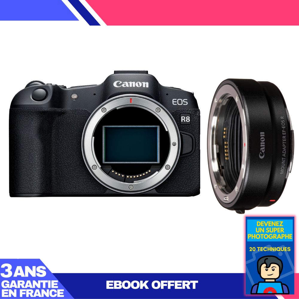 Canon EOS R8 Body + EF-EOS R Adapter + 'Become a Super Photographer' Ebook