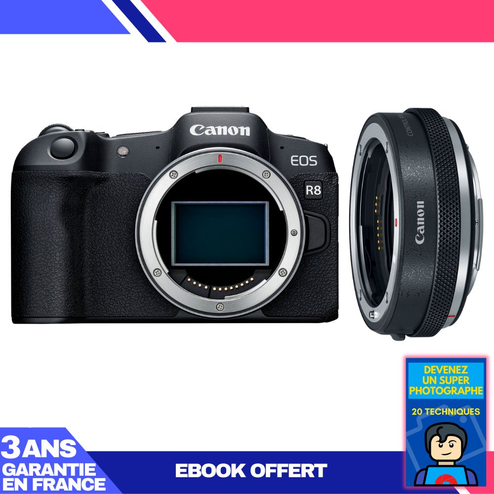 Canon EOS R8 Body + Canon EF-EOS R Adapter + Ebook: Become a Super Photographer