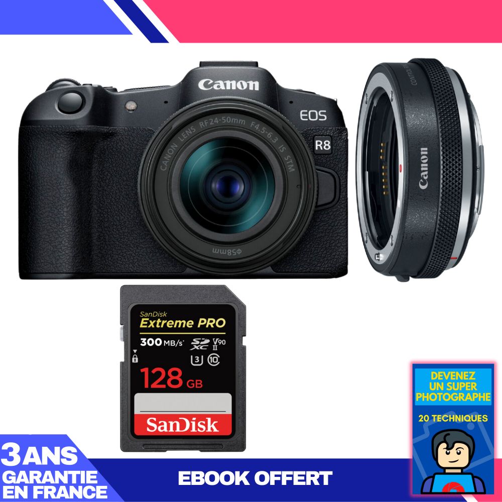 Canon EOS R8 Camera Kit with RF 24-50mm Lens and Accessories