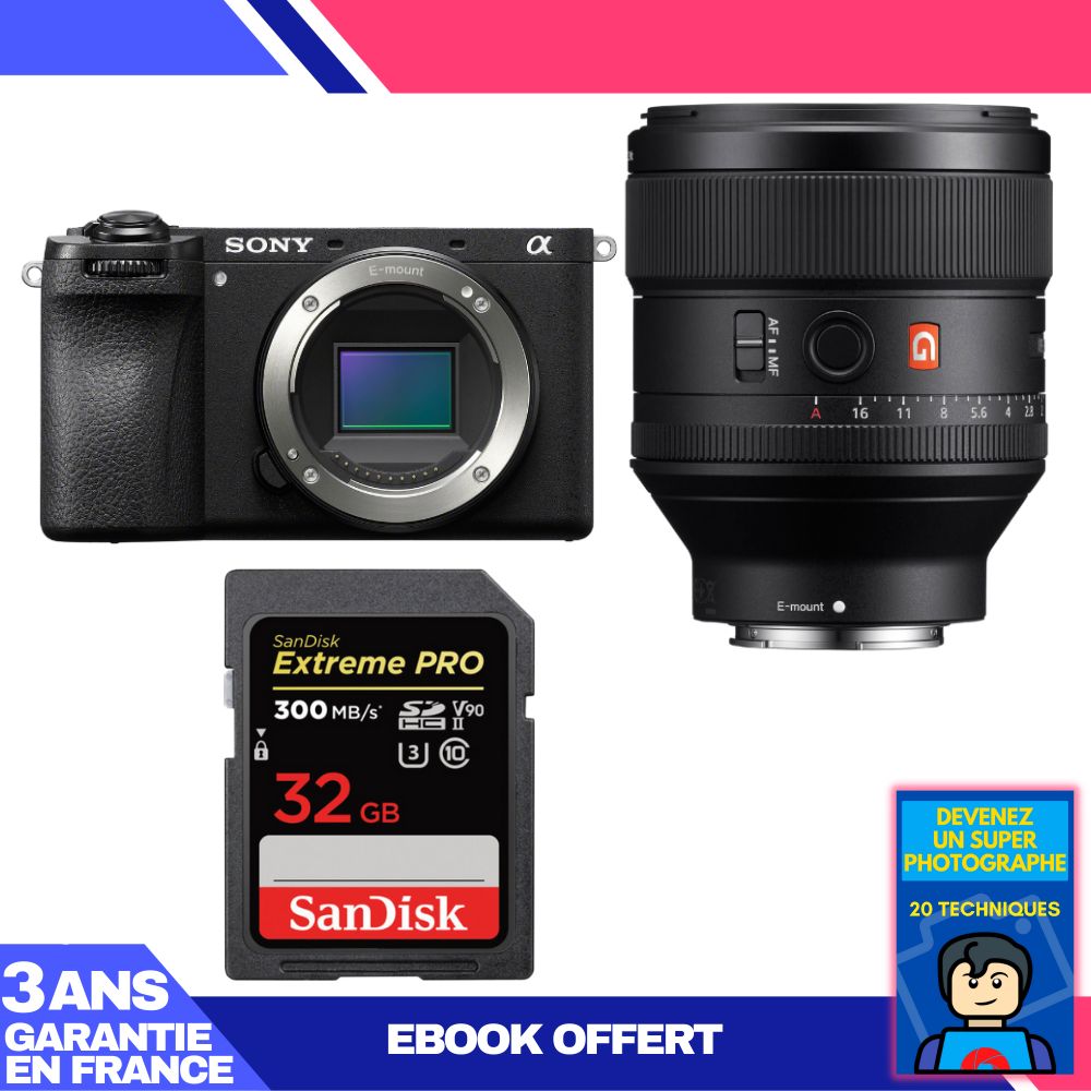 Sony A6700 Mirrorless Camera + FE 85mm f/1.4 GM Lens + 32GB SanDisk Extreme PRO UHS-II SDXC Card + 'Become a Super Photographer' Ebook