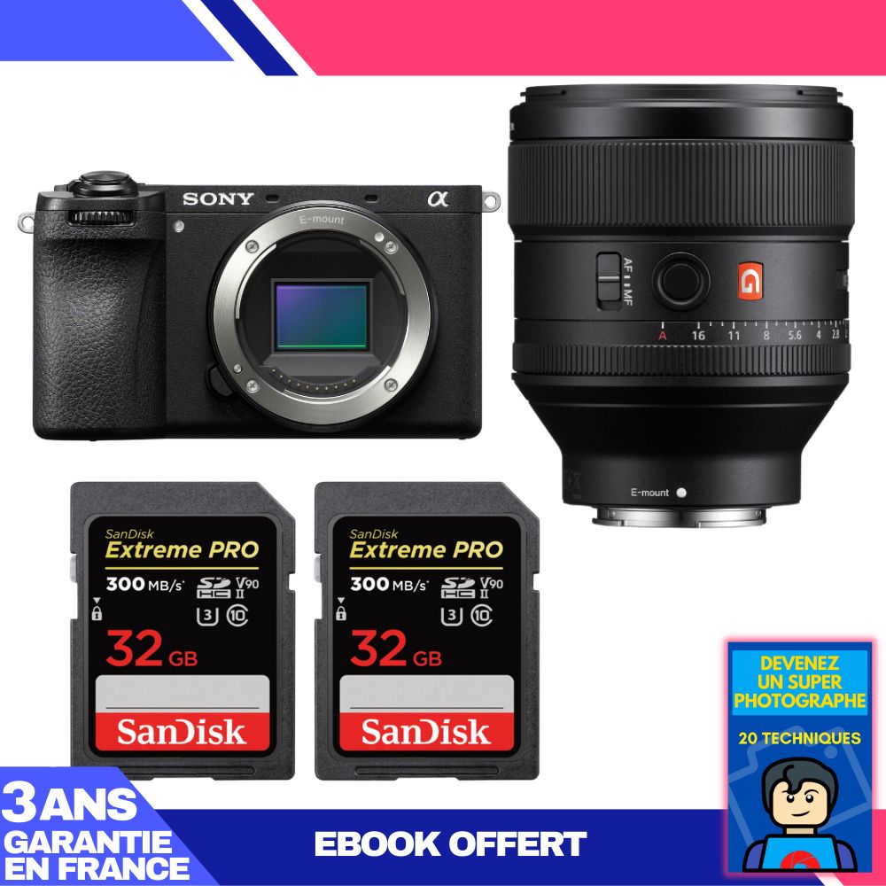 Sony A6700 + FE 85mm f/1.4 GM Lens + 2x SanDisk 32GB Extreme PRO UHS-II SDXC Cards + 'Become a Master Photographer' Ebook