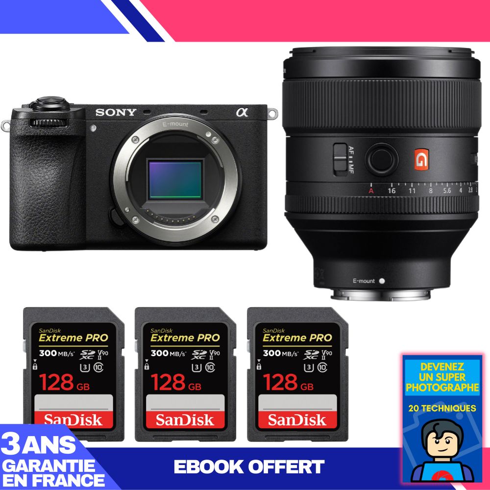 Sony A6700 + FE 85mm f/1.4 GM Lens + 3x 128GB SanDisk Extreme PRO UHS-II SDXC Cards