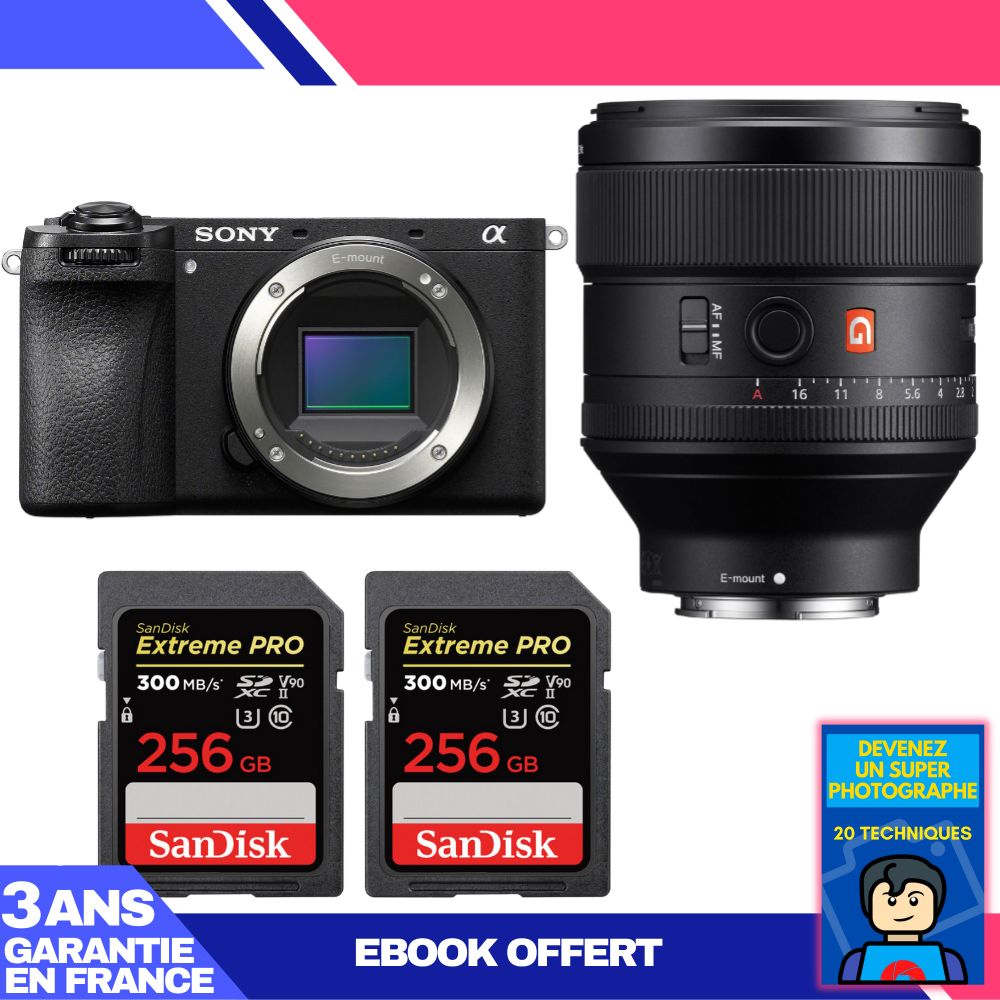 Sony A6700 with FE 85mm f/1.4 GM Lens + 2x 256GB SanDisk Extreme PRO UHS-II SDXC Cards