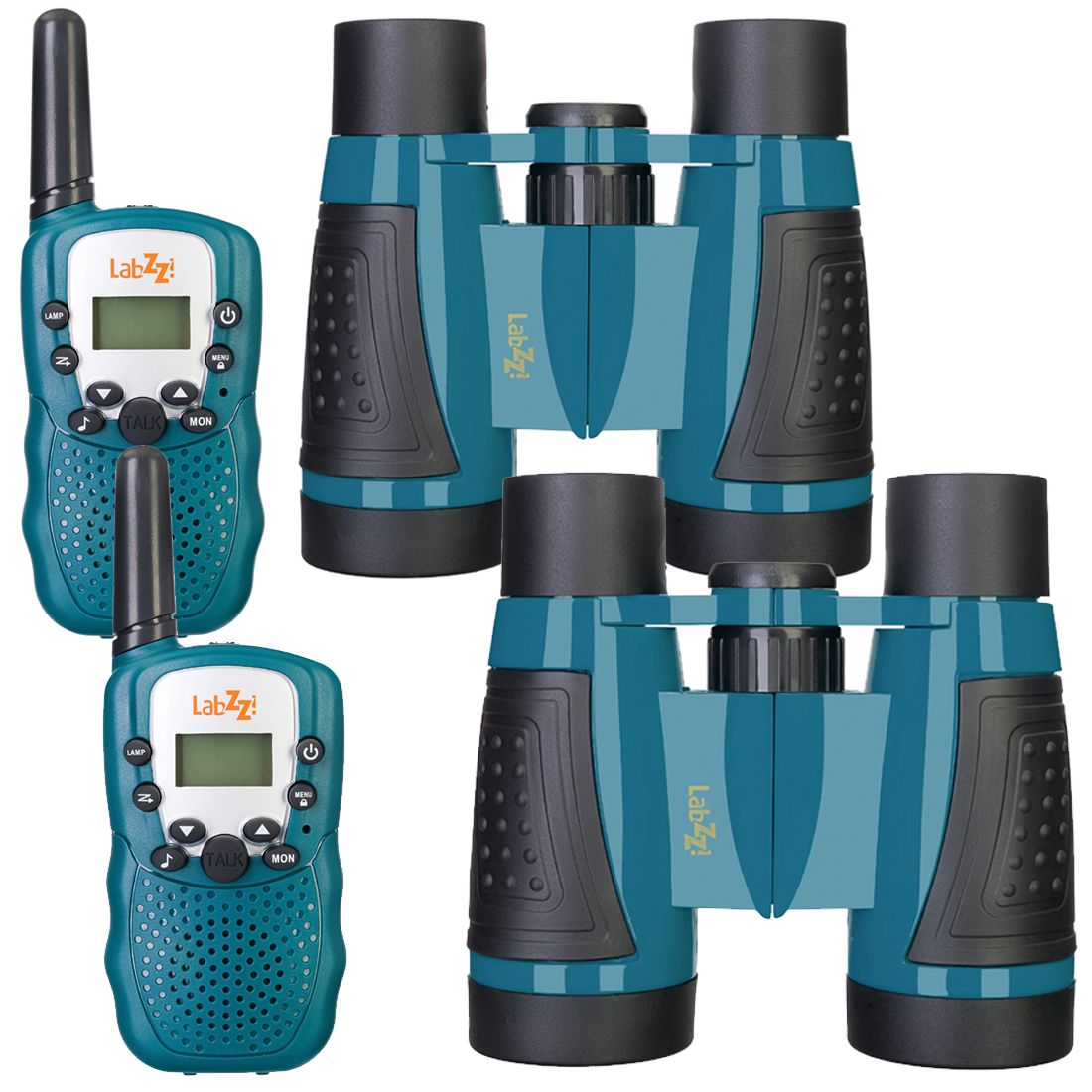 Kit de exploración Levenhuk LabZZ WTT10 - Azul - 2 pares de binoculares y 2 walkie-talkies