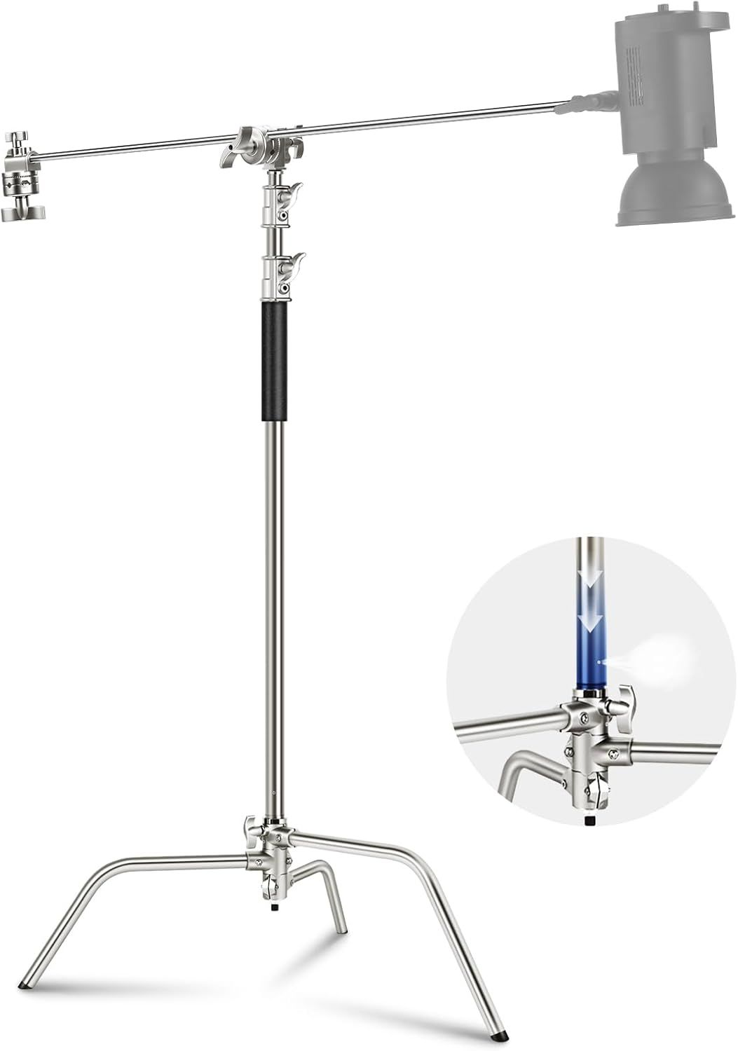 Neewer Support C with Pro Pole, 330 cm Max Height, Robust Photography Light Stand with 128 cm Arm for Monolight Softbox