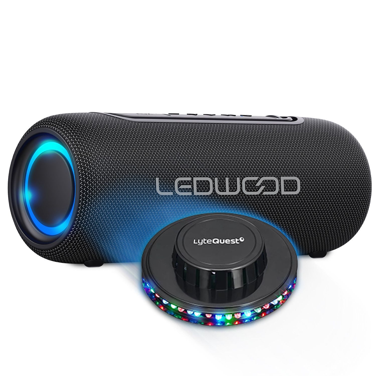 LEDWOOD XS100 100W Autonomous Hi-Fi Speaker with LED Effect, Bluetooth, TWS, IPX5, Voice Assistant, 10W RMS, 2000mAh Battery
