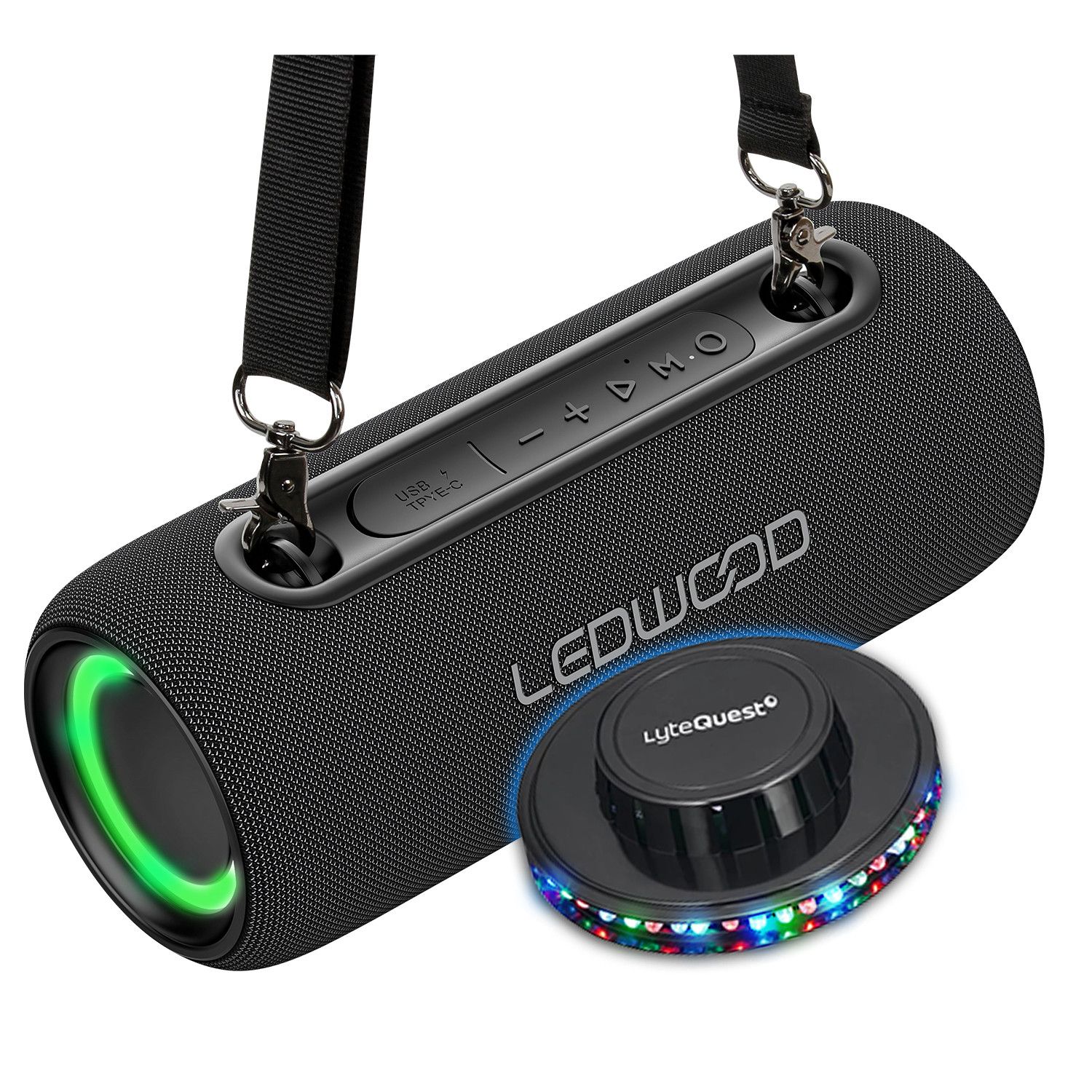 Ledwood XS200 Autonomous Hi-Fi Speaker 200W, LED Effect, Bluetooth, IPX5, Vocal Assistant, 20W RMS, 2000mAh Battery